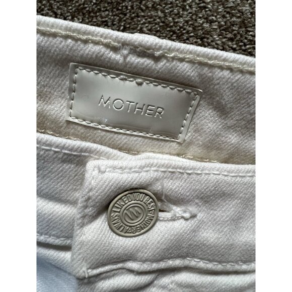 Mother Women’s The Rascal Crop Fray Jeans Size 30 White Stretch Mid Rise Zipper - Picture 6 of 16